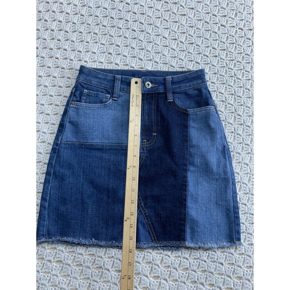 Arizona Mini Skirt Women‎ Juniors Size 3 Blue Denim  Block Patchwork - Picture 6 of 8